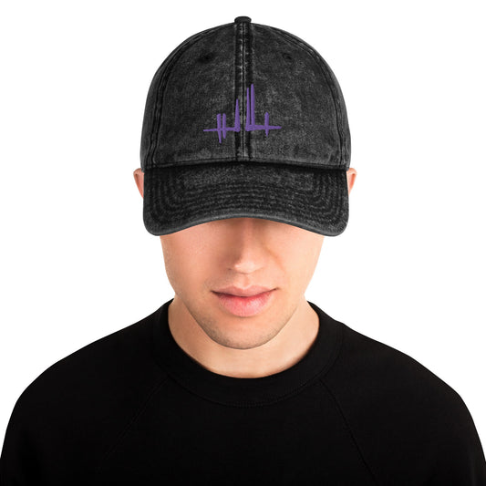 Casquette Vintage en Sergé de Coton - signature violette - Jiel - artiste