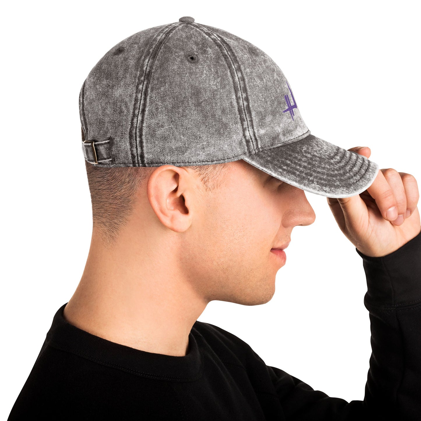 Casquette Vintage en Sergé de Coton - signature violette - Jiel - artiste