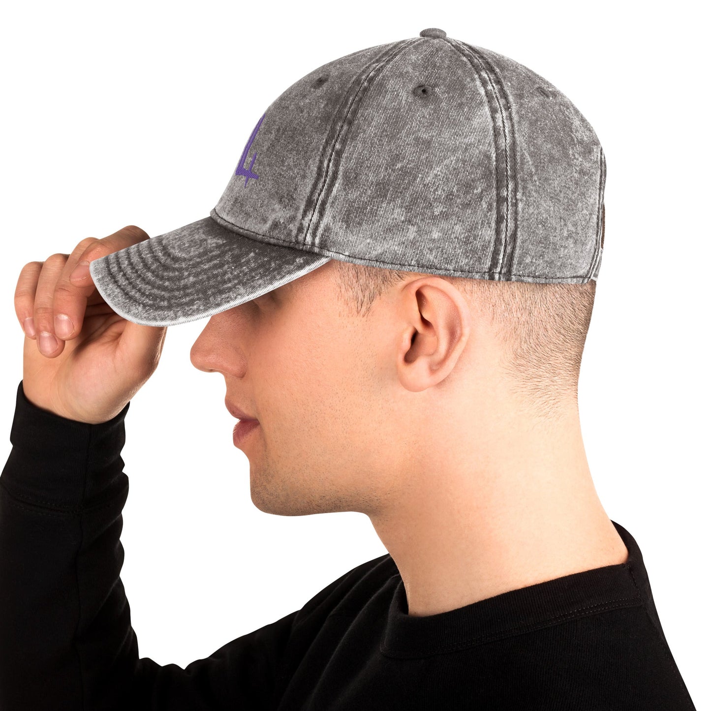 Casquette Vintage en Sergé de Coton - signature violette - Jiel - artiste
