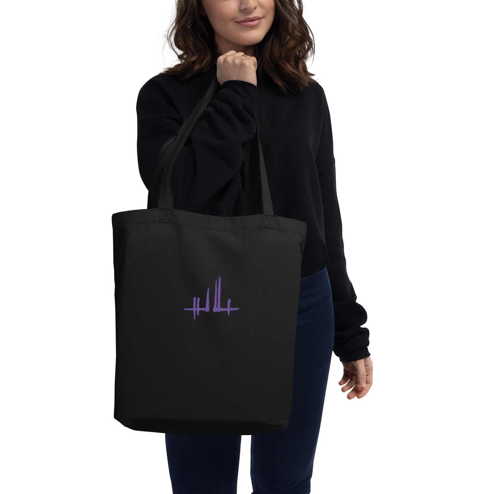 Tote Bag Bio - broderie - signature violette - Jiel - artiste