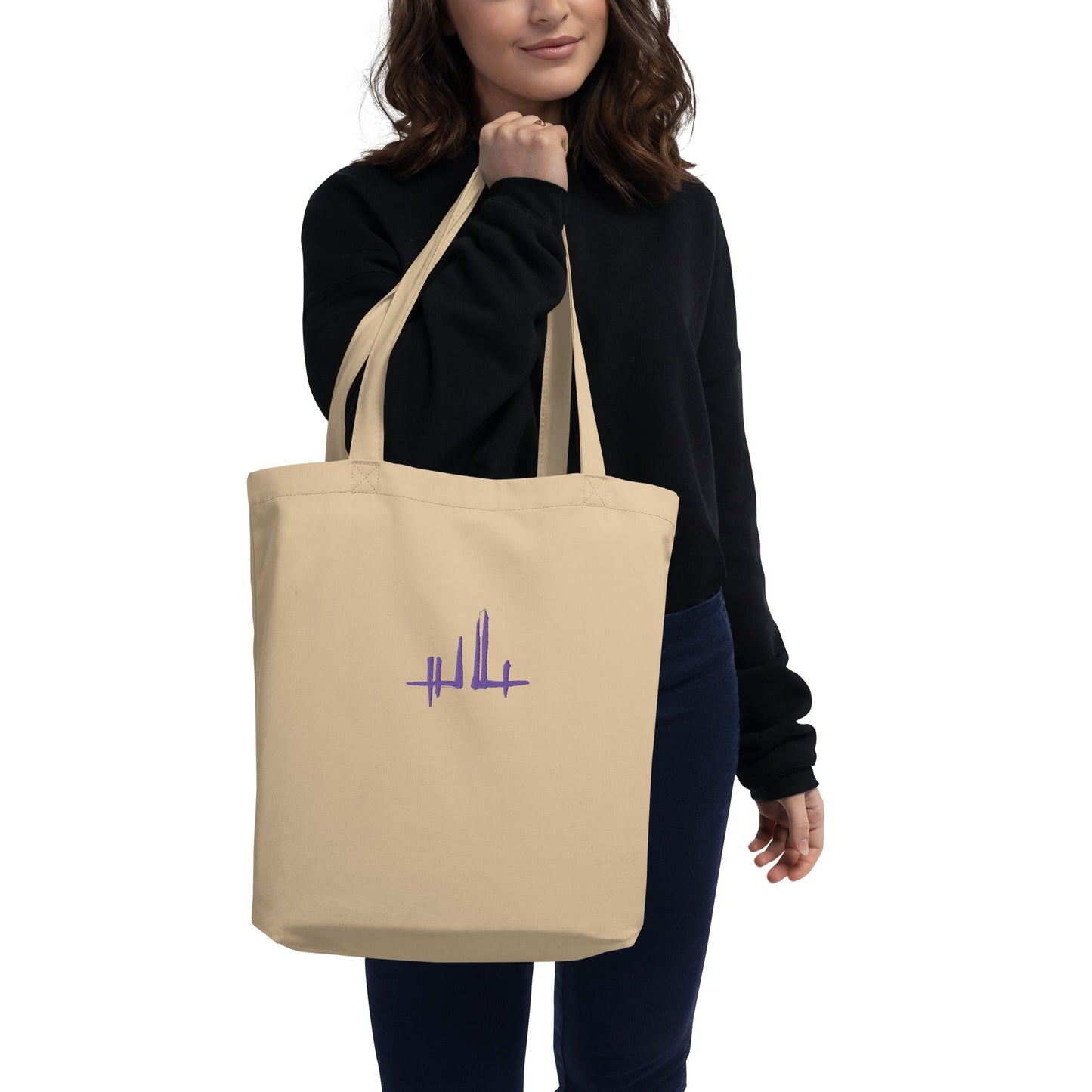 Tote Bag Bio - broderie - signature violette - Jiel - artiste